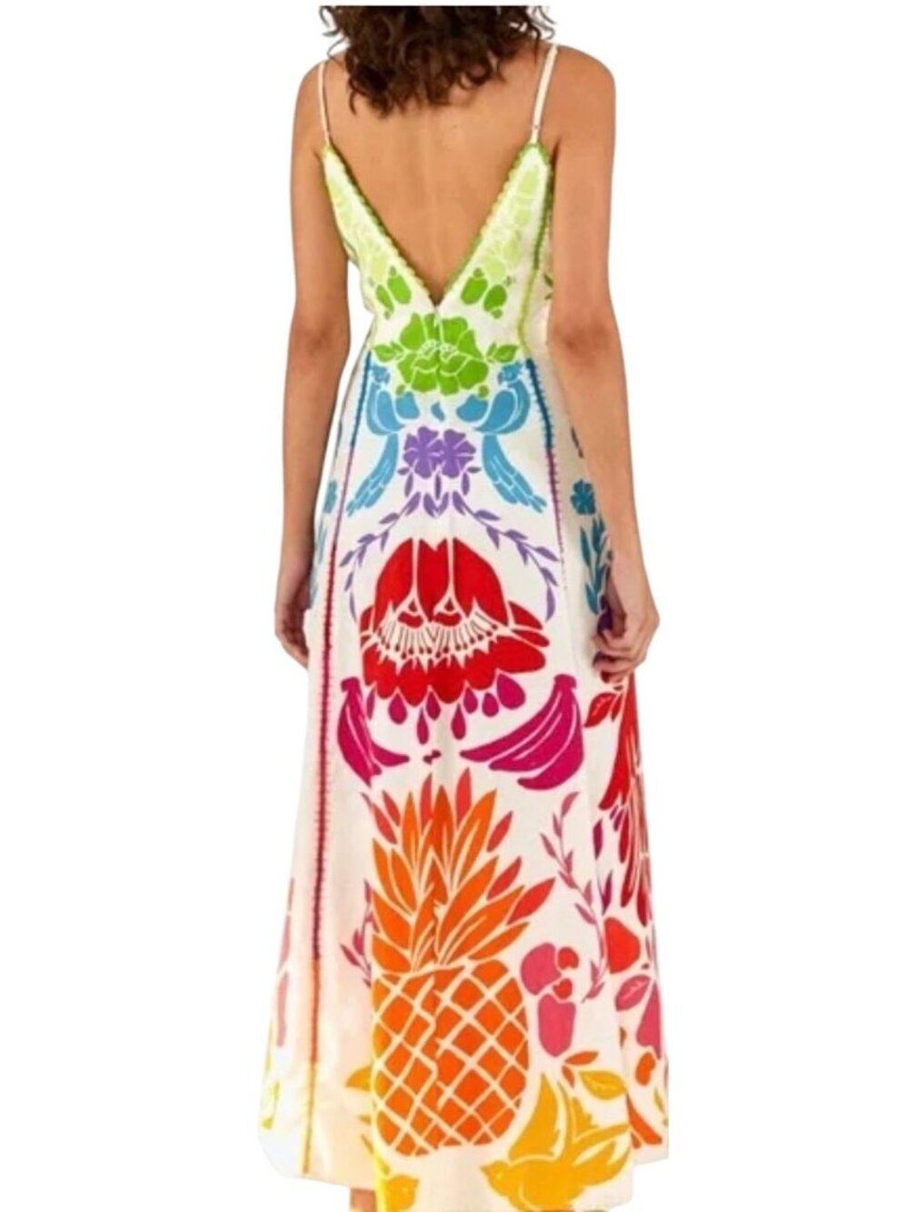 Farm Rio Tropical Graphic Maxi Dress Linen Viscose Size S New With Tags - Picture 2 of 16